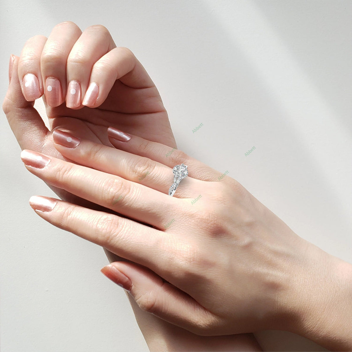 Oval Halo Twisted Pavé Engagement Ring — product image