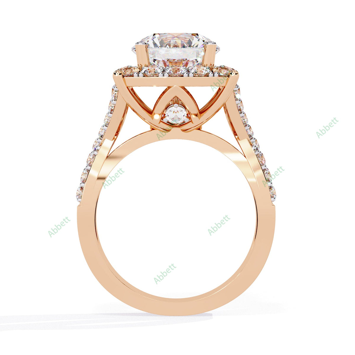 Round Halo Twisted Pavé Engagement Ring — product view 10