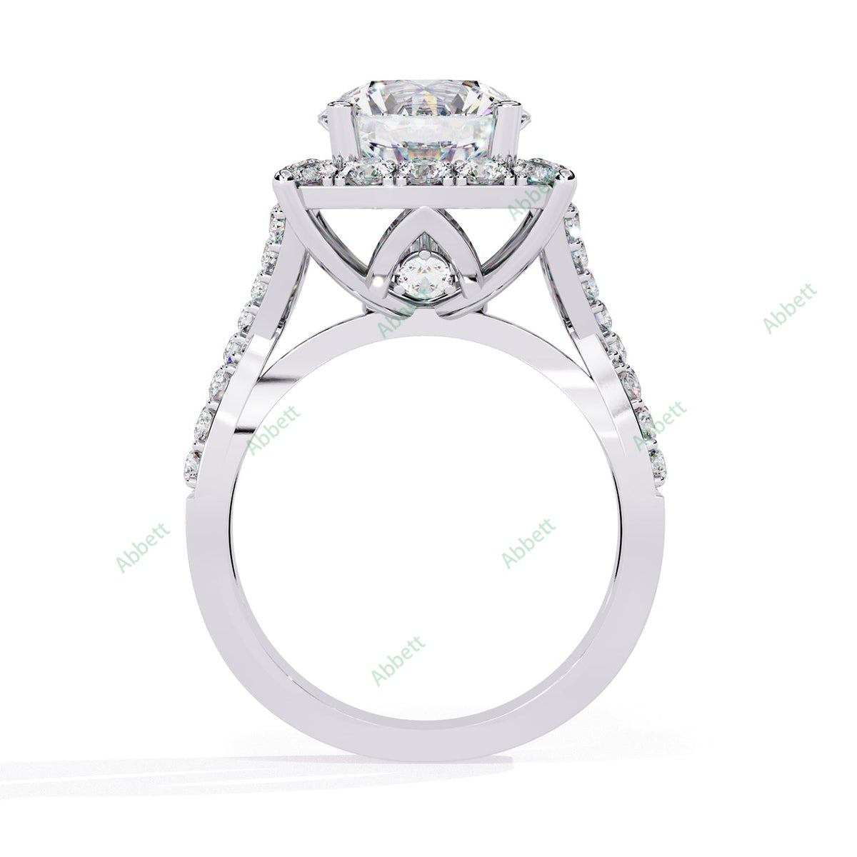 Round Halo Twisted Pavé Engagement Ring — product view 11