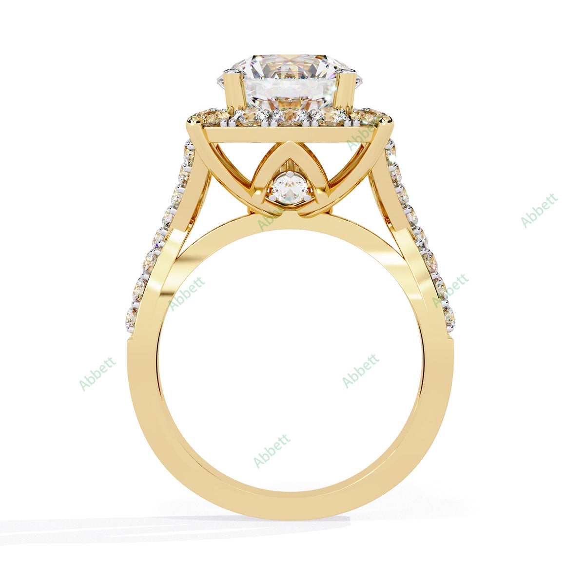 Round Halo Twisted Pavé Engagement Ring — product view 12