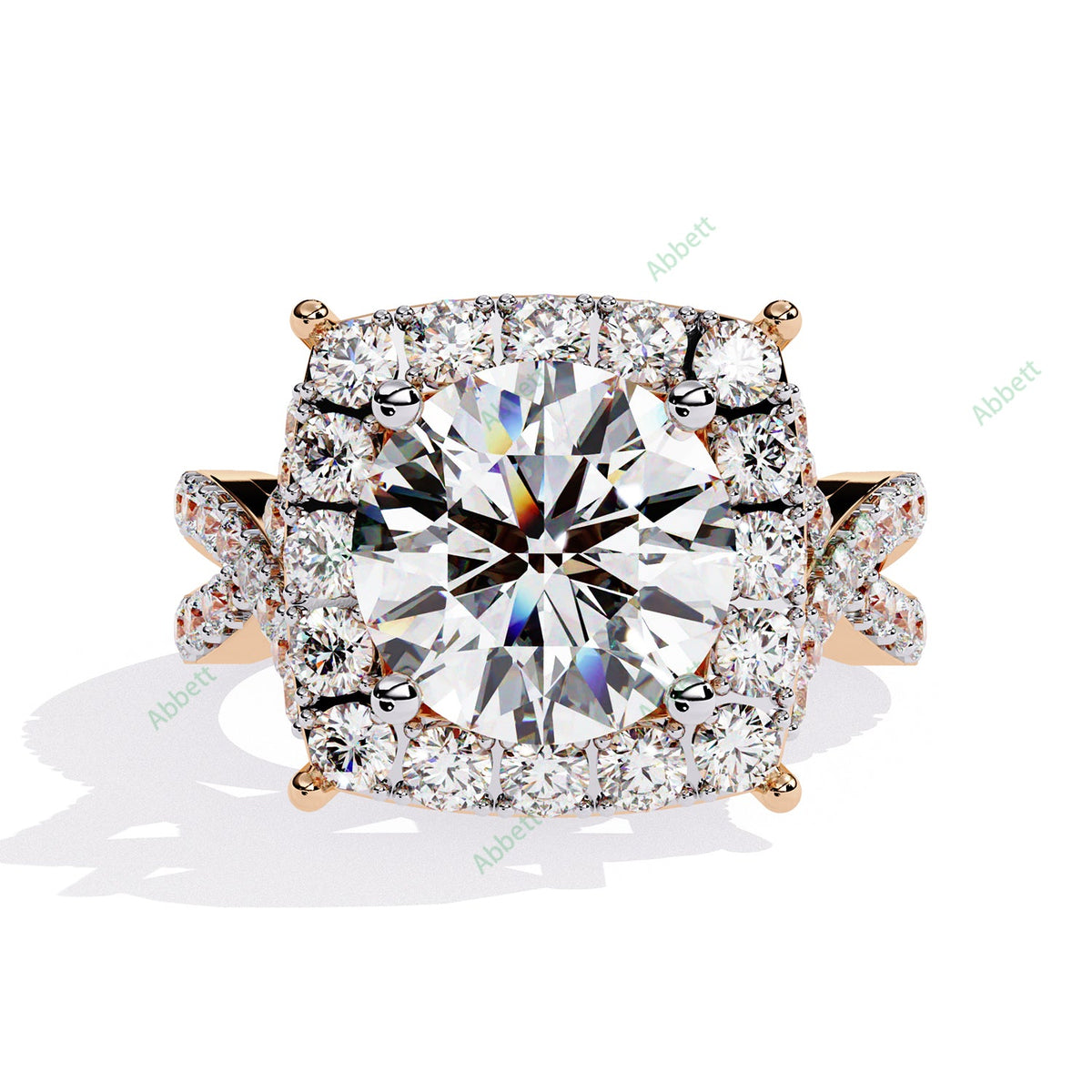 Round Halo Twisted Pavé Engagement Ring — product view 5