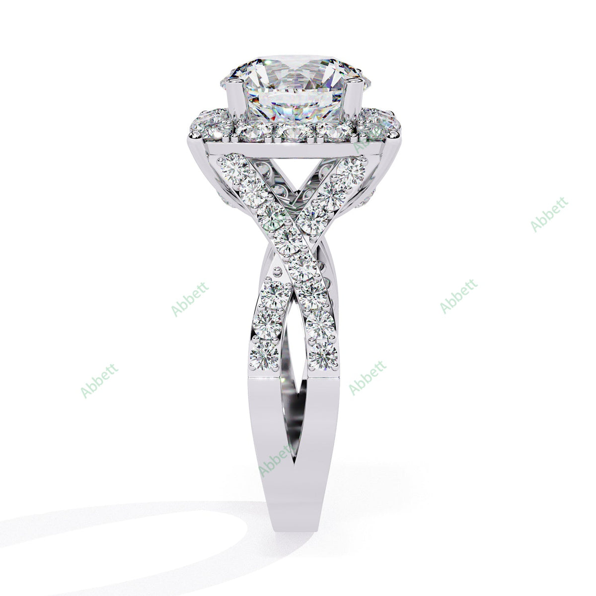 Round Halo Twisted Pavé Engagement Ring — product view 7