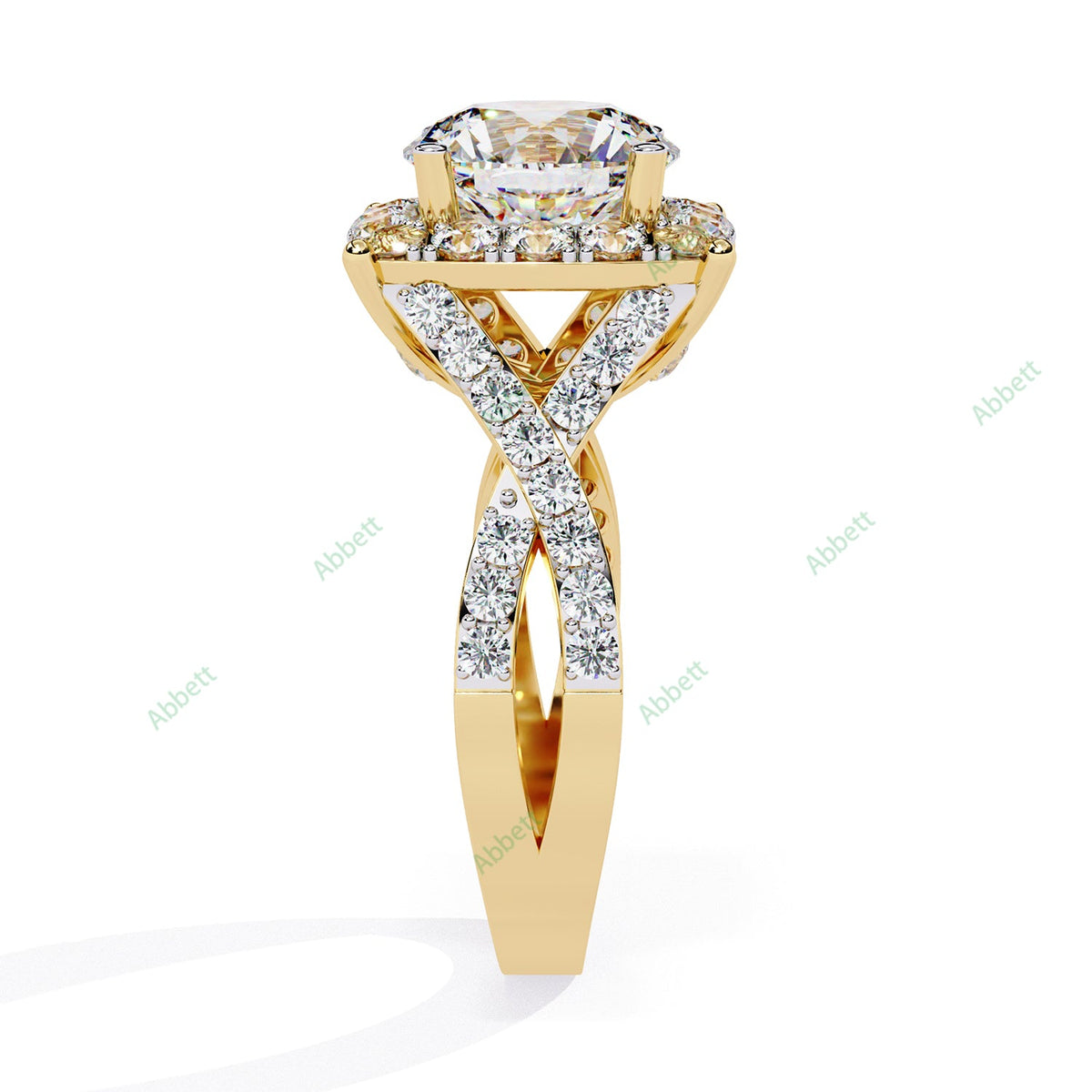 Round Halo Twisted Pavé Engagement Ring — product view 8