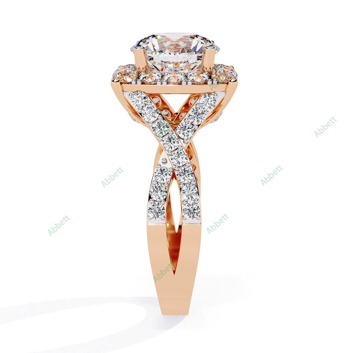 Round Halo Twisted Pavé Engagement Ring — product view 9