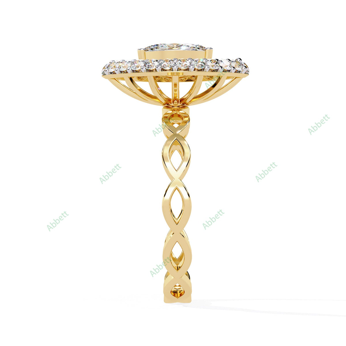 Marquise Halo Twisted Engagement Ring — product view 10