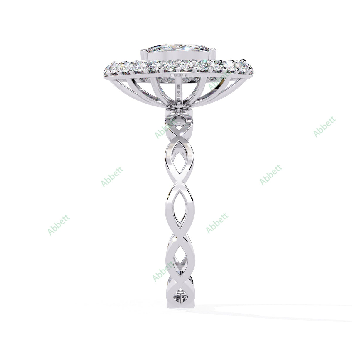 Marquise Halo Twisted Engagement Ring — product view 11