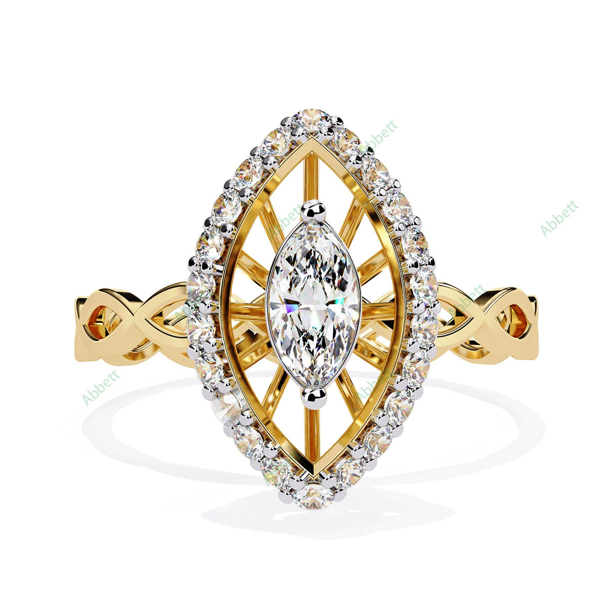 Marquise Halo Twisted Engagement Ring — product view 6