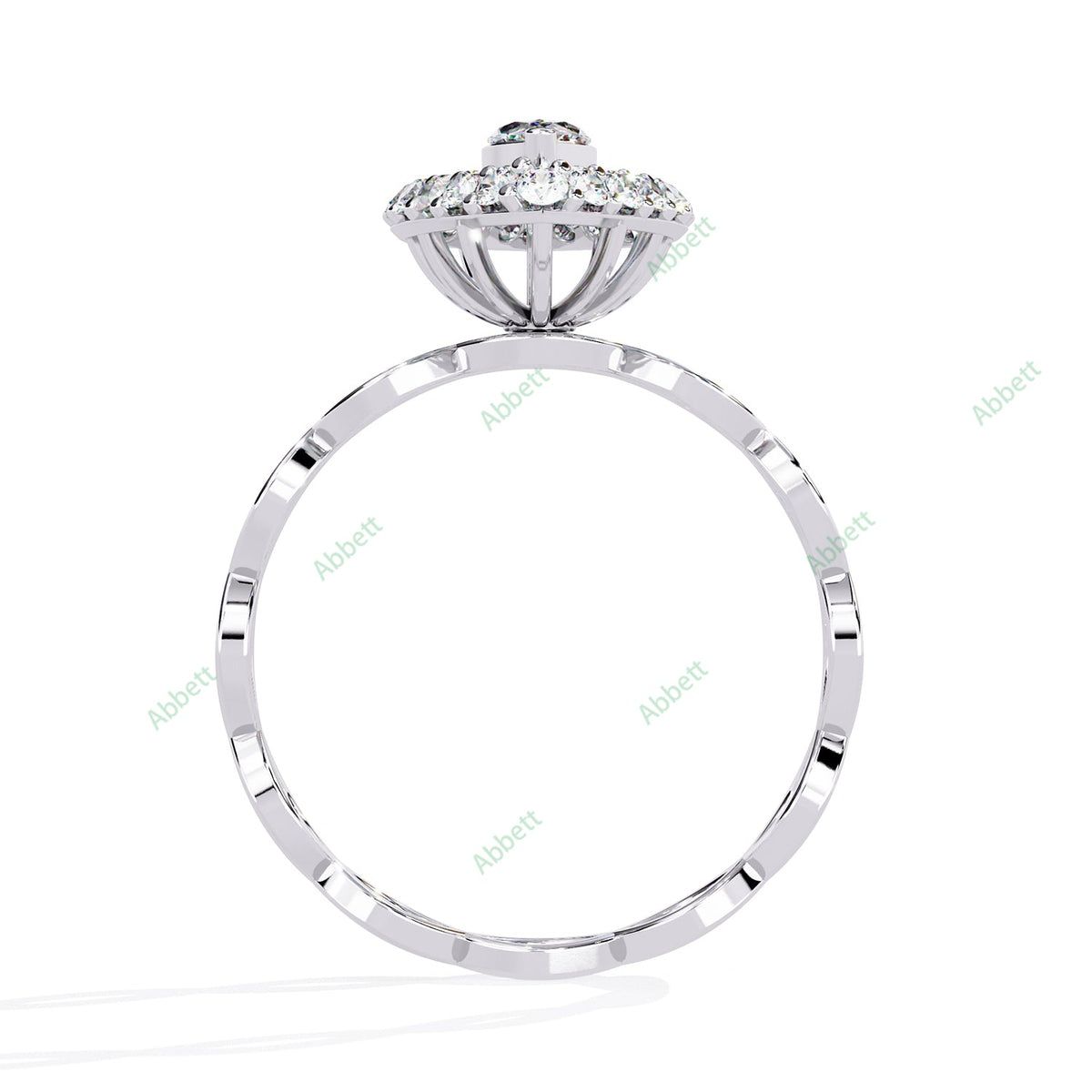 Marquise Halo Twisted Engagement Ring — product view 7