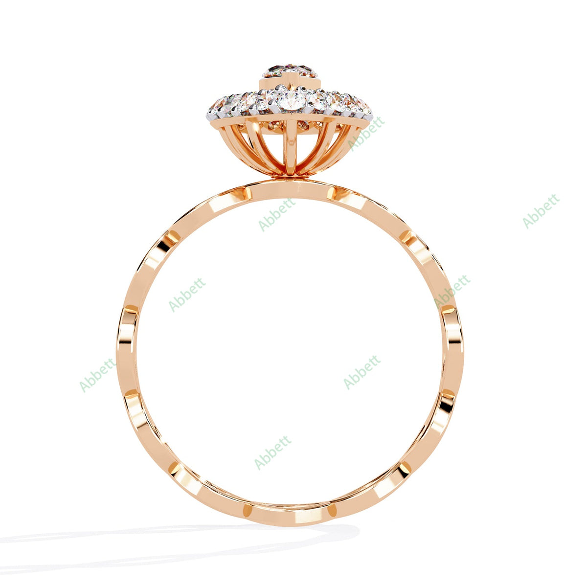 Marquise Halo Twisted Engagement Ring — product view 9