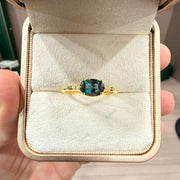 East-West Lab Grown Alexandrite Ring | 1.0ct Oval Cut Milgrain Bezel Low-Profile Ring