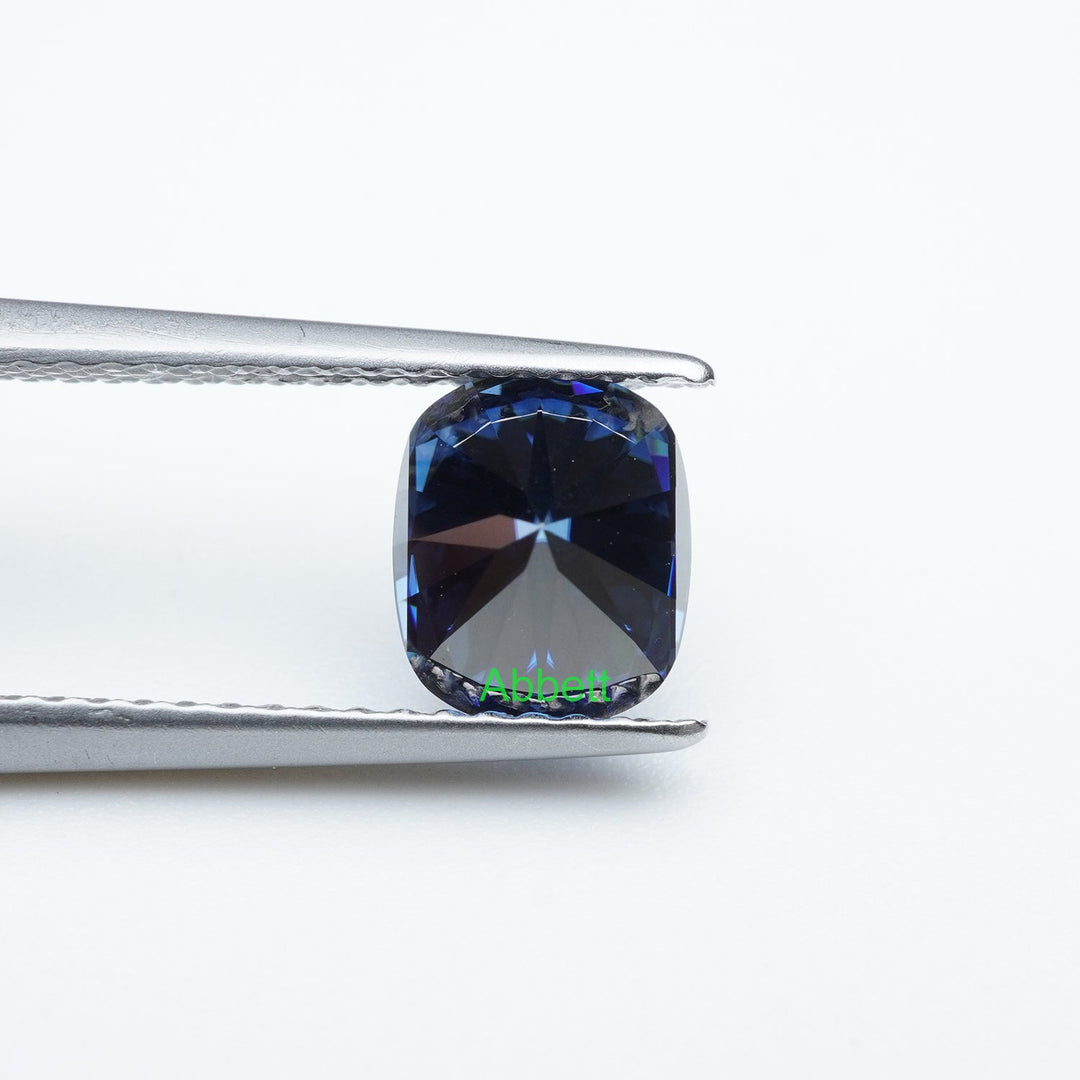 Antique cushion blue moissanite