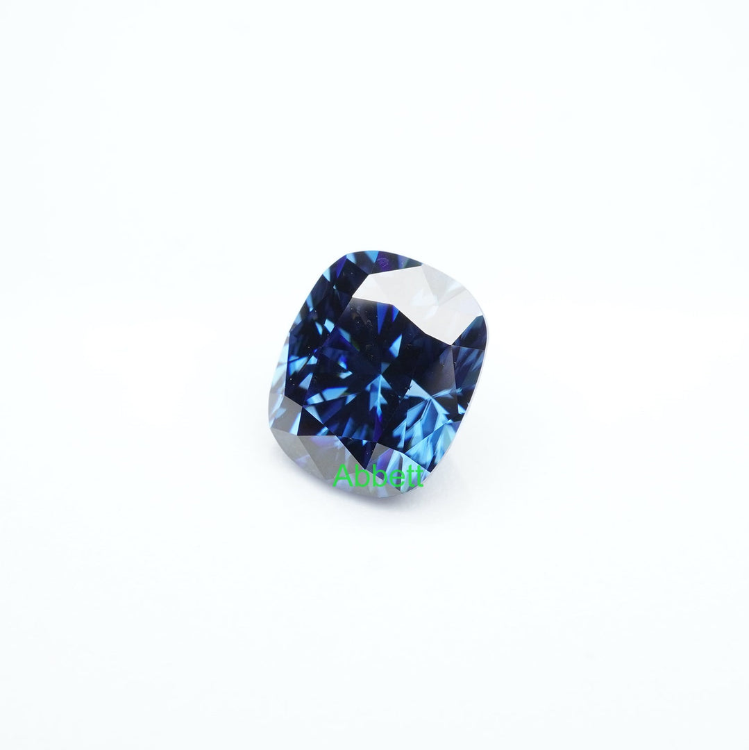 Antique cushion blue moissanite