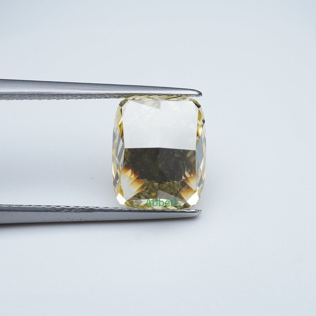 Cushion lab grown yellow diamond