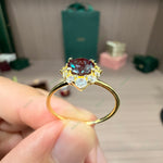 Load image into Gallery viewer, Floral Diamond Halo Alexandrite Ring | 1.0ct Round Cut 6mm Nature-Inspired Engagement Ring