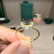 Floral Diamond Halo Alexandrite Ring | 1.0ct Round Cut 6mm Nature-Inspired Engagement Ring