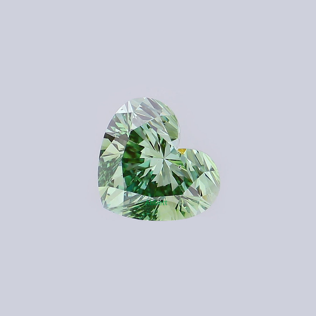 Heart lab grown green diamond