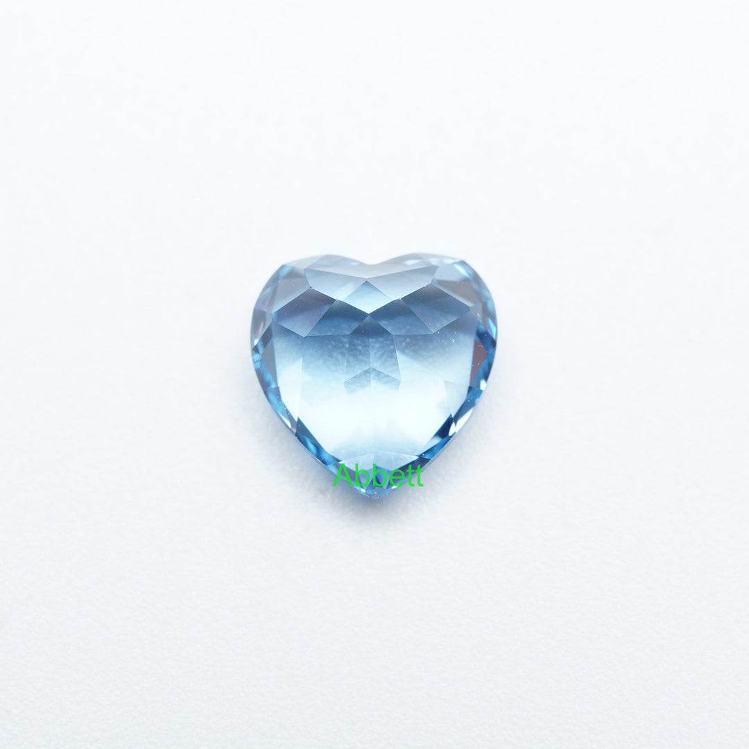 Heart lab grown aqua spinel