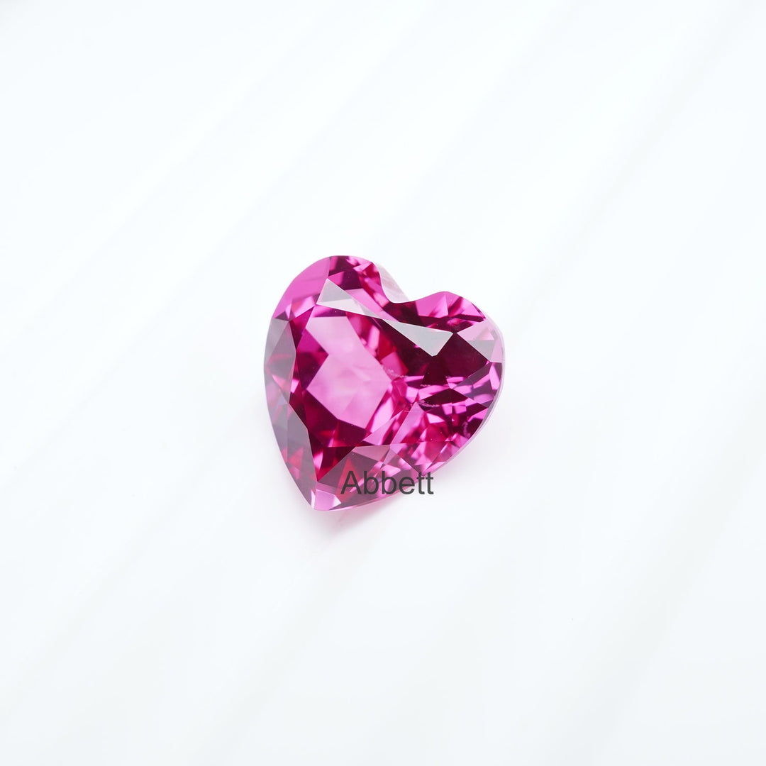 Heart lab grown hot pink sapphire