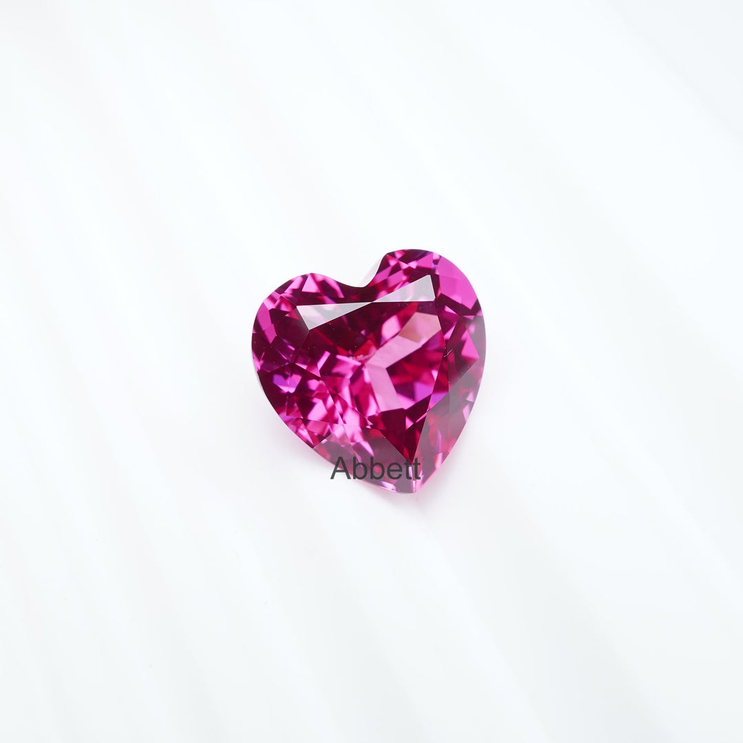 Heart lab grown hot pink sapphire