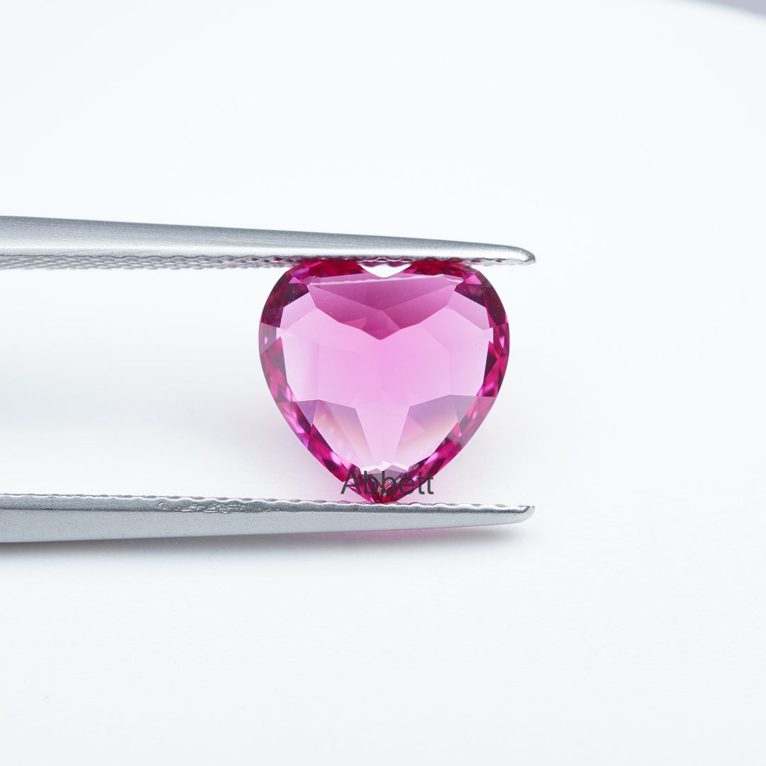 Heart lab grown hot pink sapphire