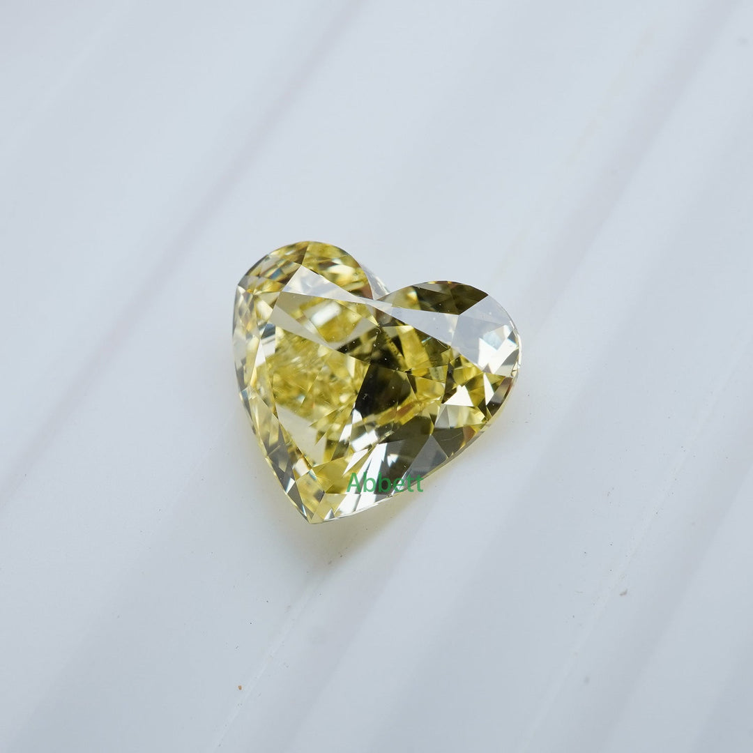 Heart lab grown yellow diamond