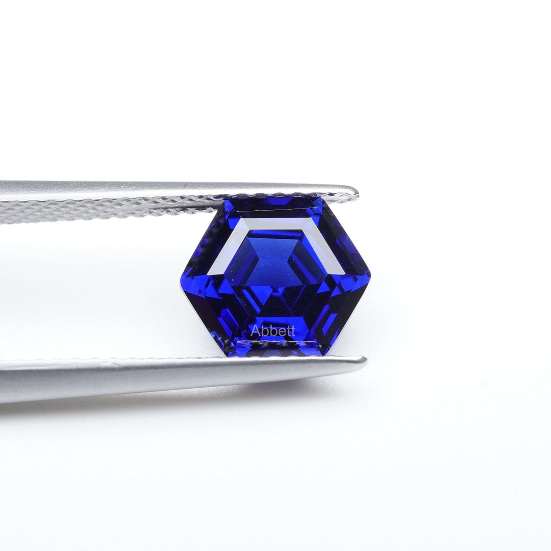 Hexagon lab grown blue sapphire