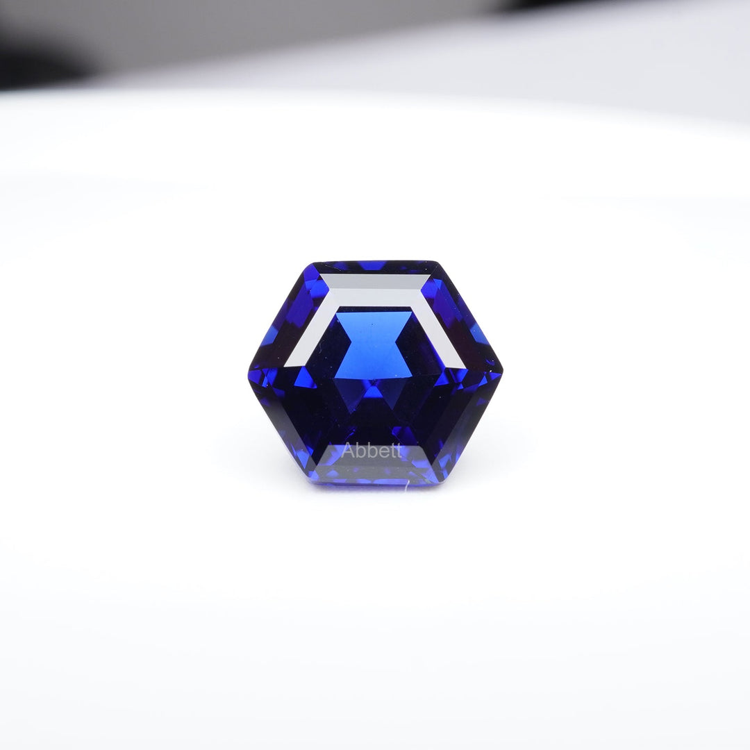 Hexagon lab grown blue sapphire