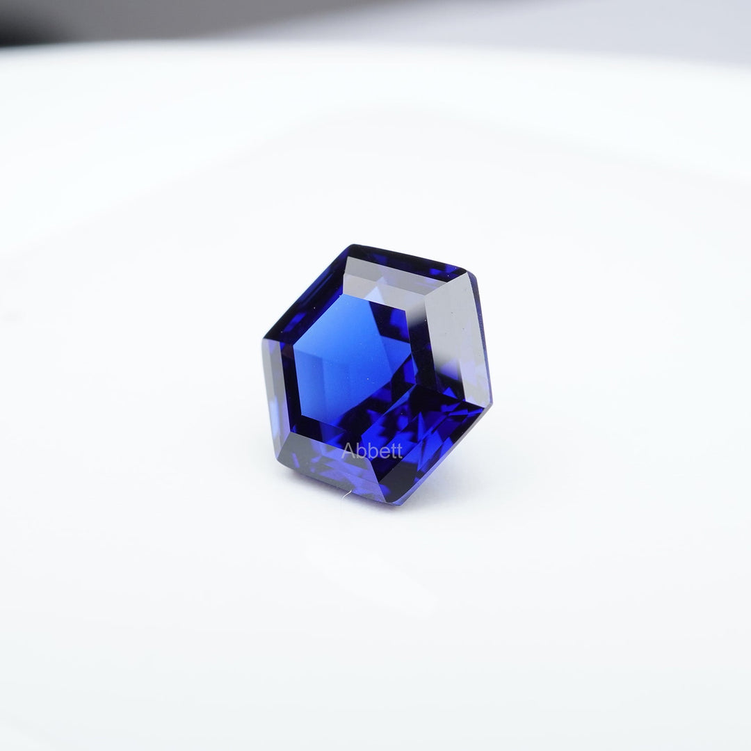 Hexagon lab grown blue sapphire