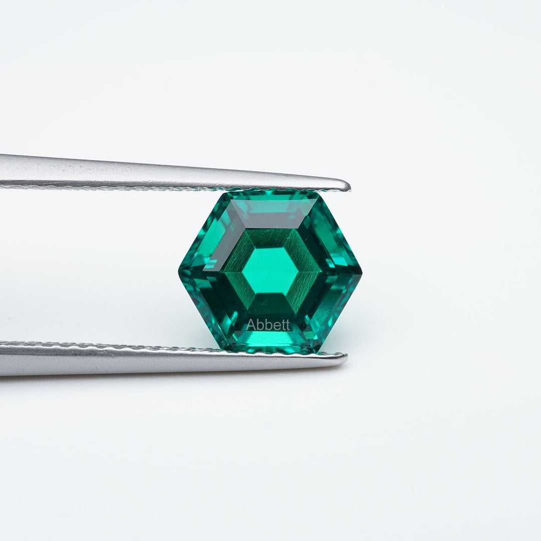 Hexagon lab grown emerald