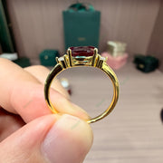Horizontal East-West Lab Alexandrite Ring | 1.5ct Oval Cut 6x8mm Diamond Accented Band Ring