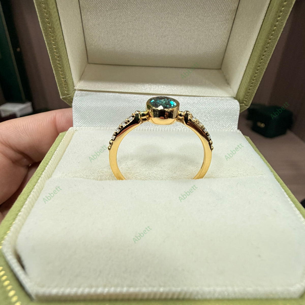 Low Profile Bezel Lab Alexandrite Ring | 1.0ct Oval 5x7mm Sleek Diamond Accent Band Ring