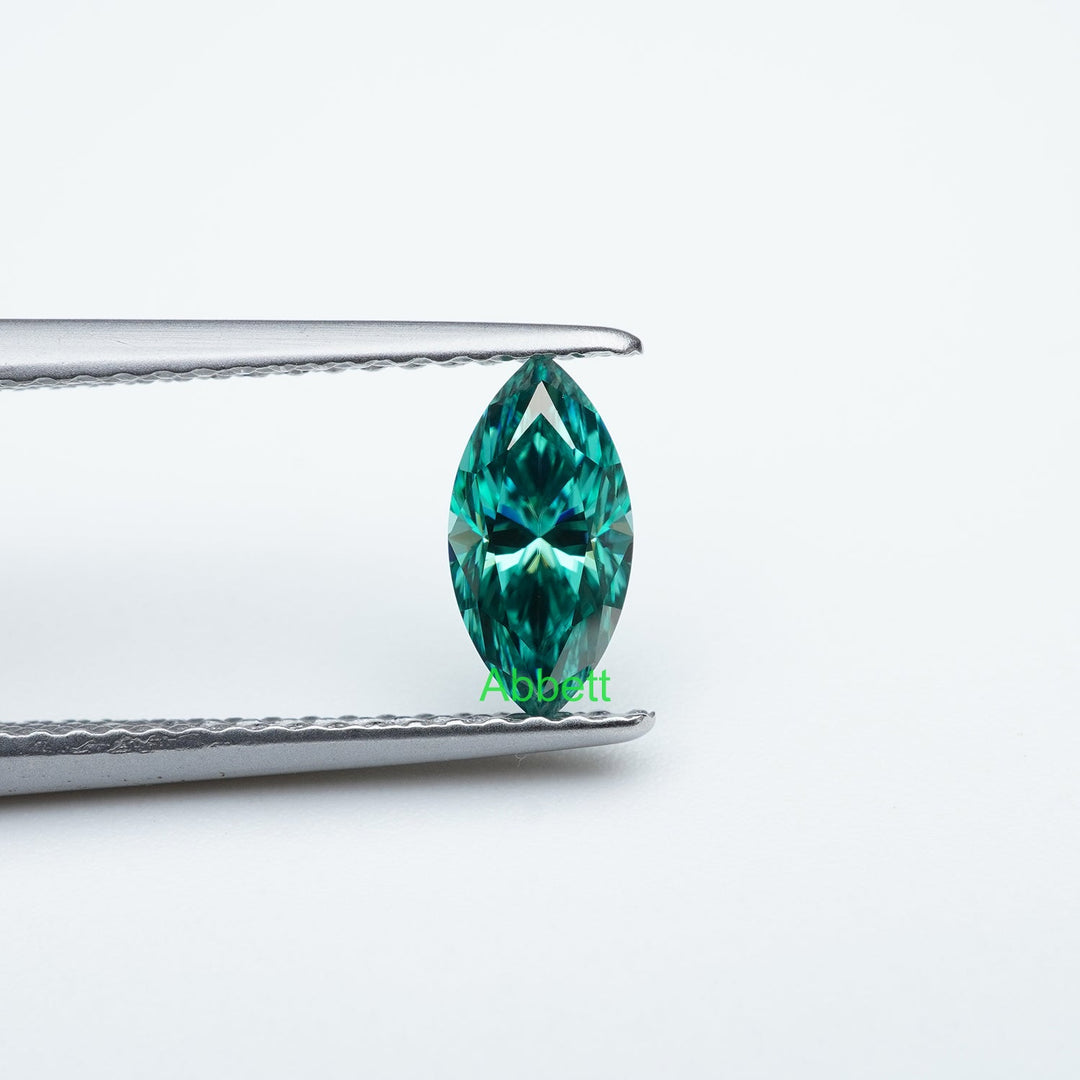 Marquise green moissanite