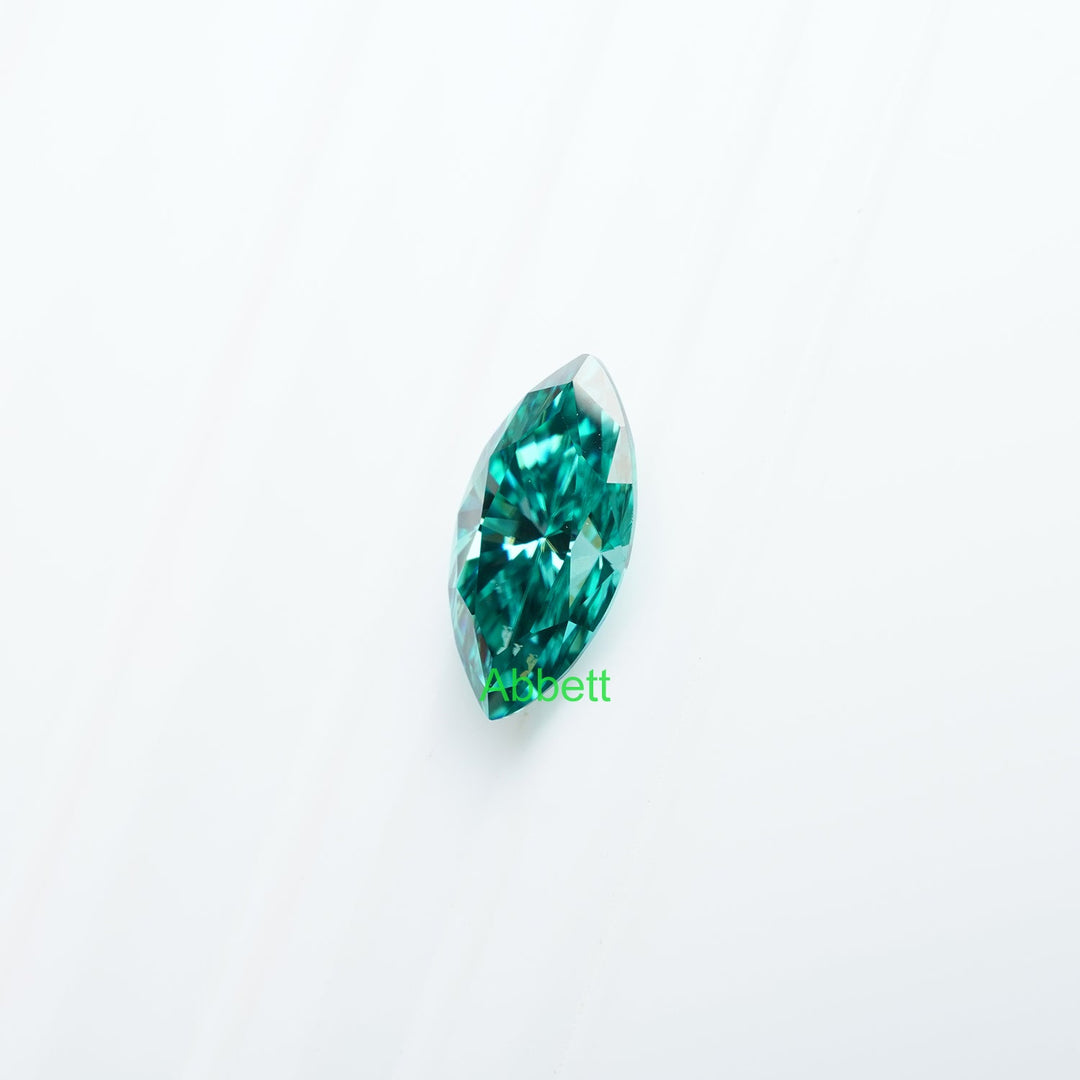 Marquise green moissanite