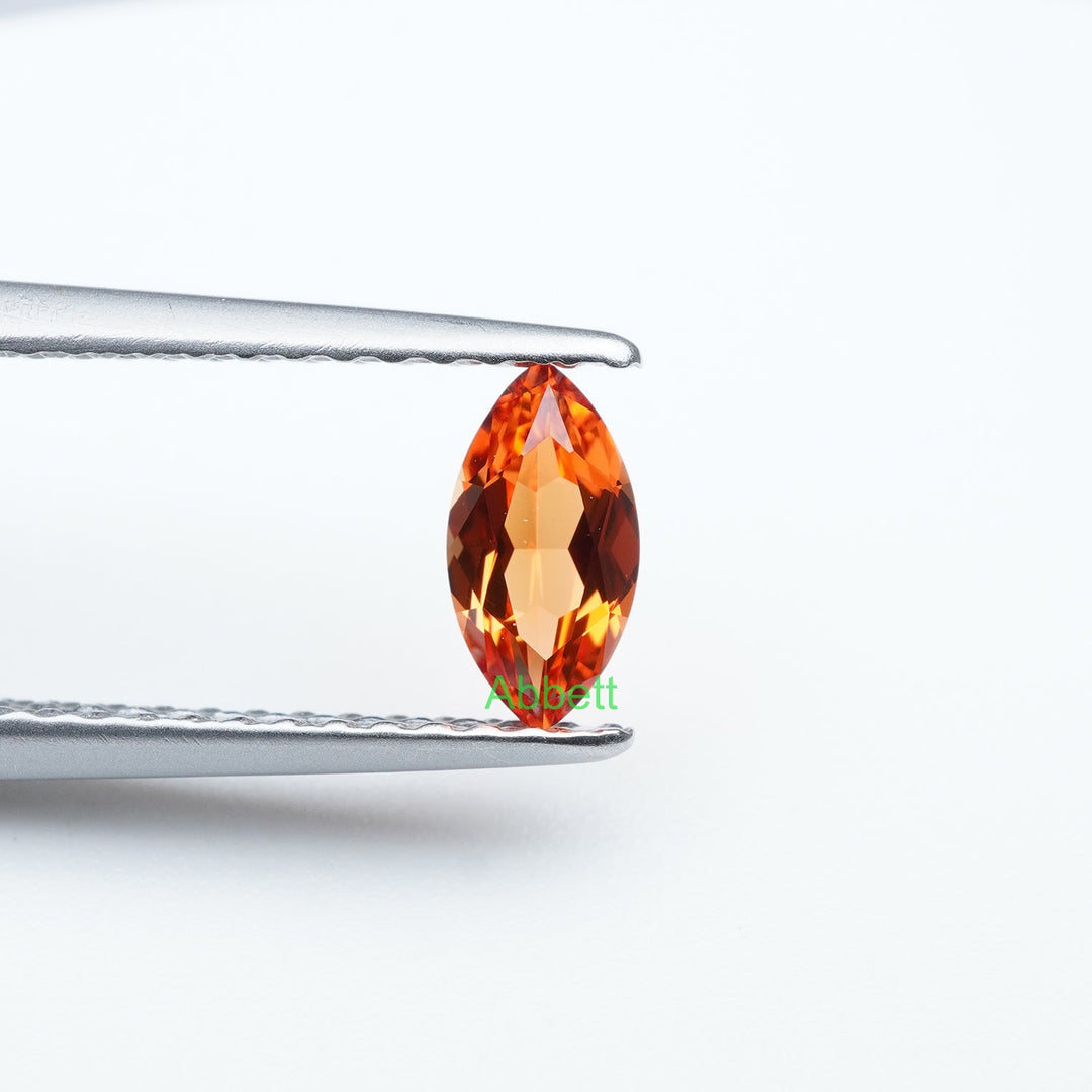Marquise lab grown orange sapphire