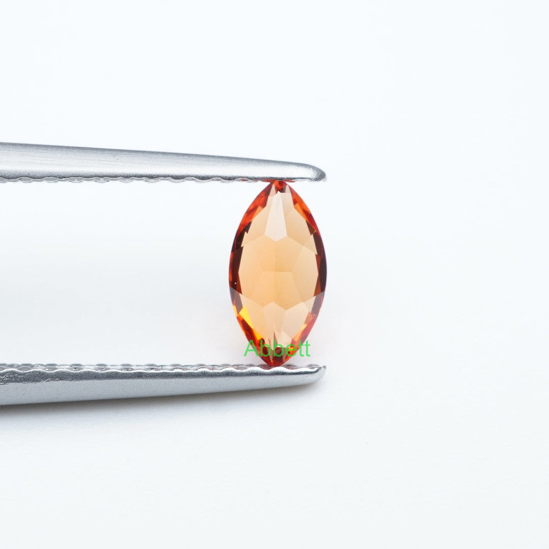 Marquise lab grown orange sapphire