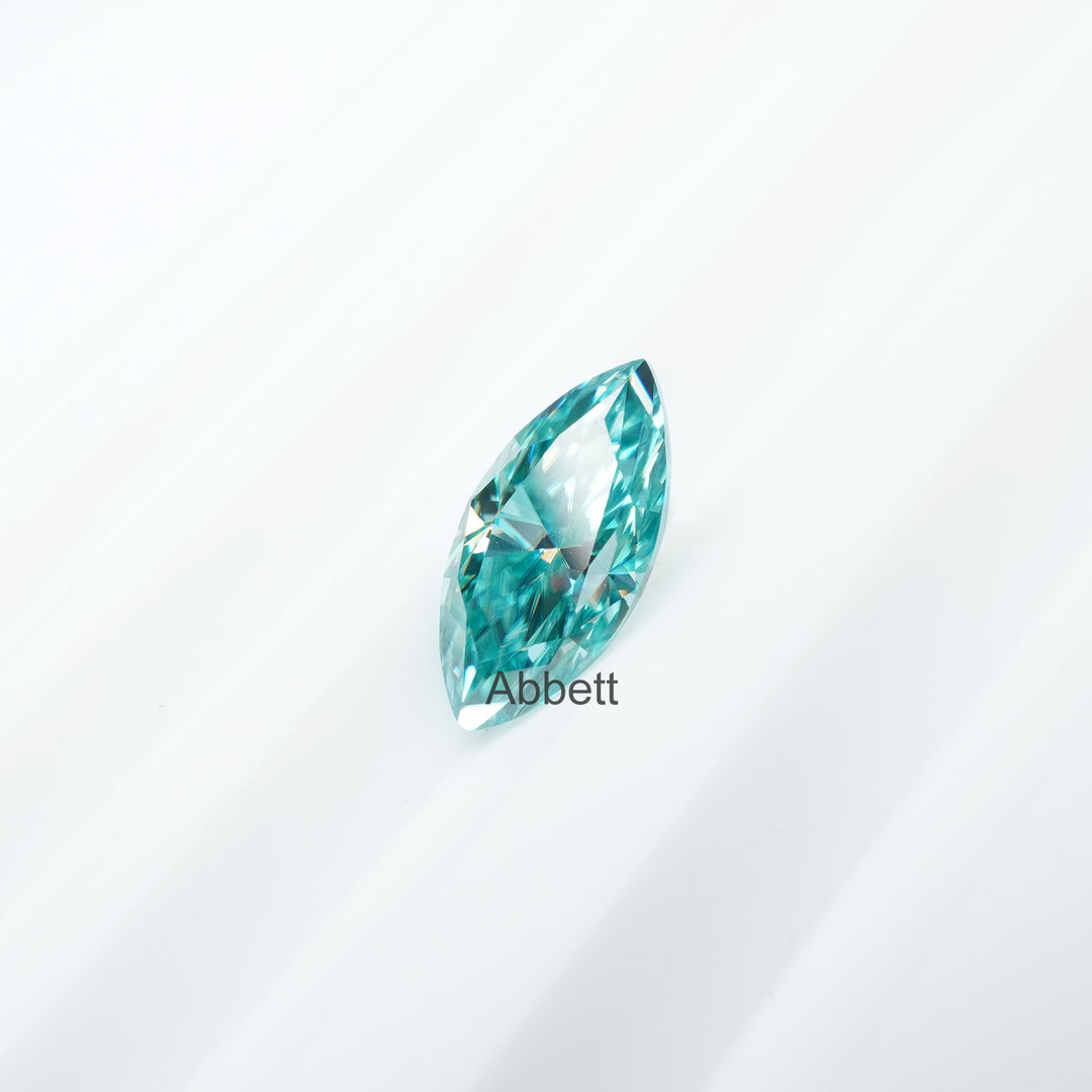 Marquise teal moissanite