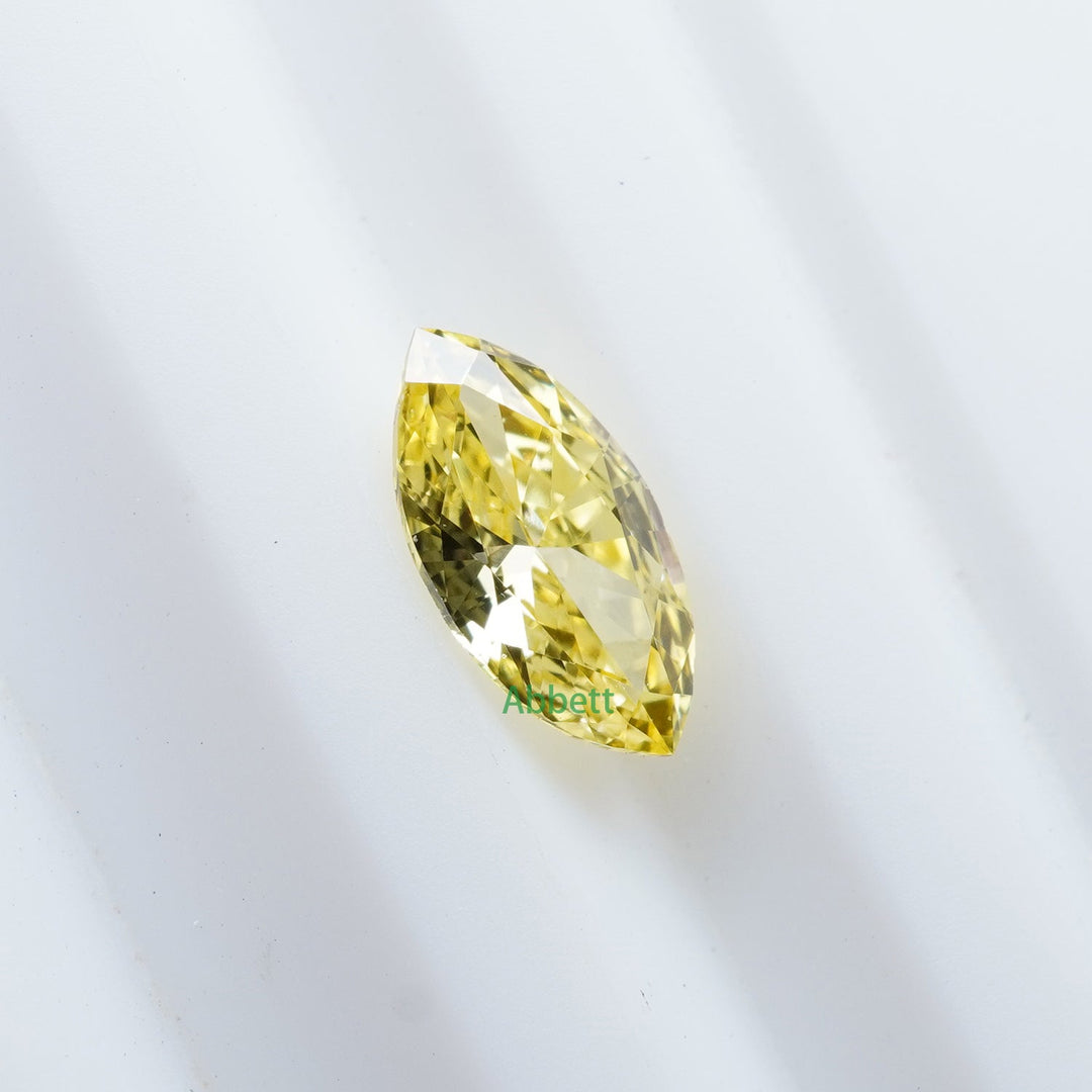 Marquise lab grown yellow diamond