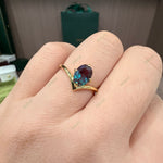 Load image into Gallery viewer, Minimalist Lab Grown Alexandrite Solitaire | 1.5ct Oval 6x8mm V-Shape Chevron Band Ring
