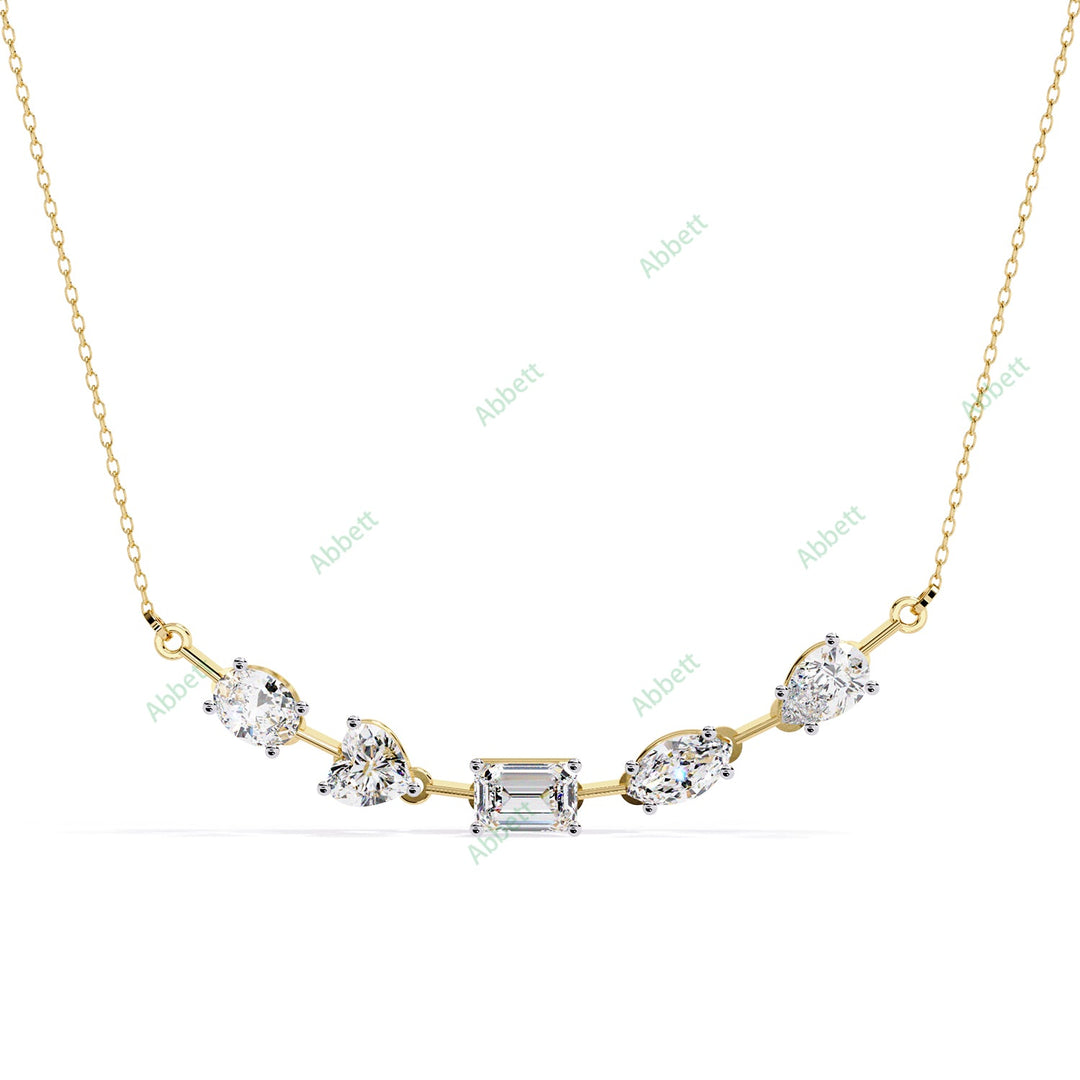 Multi  Curved Bar Necklace NECU1296