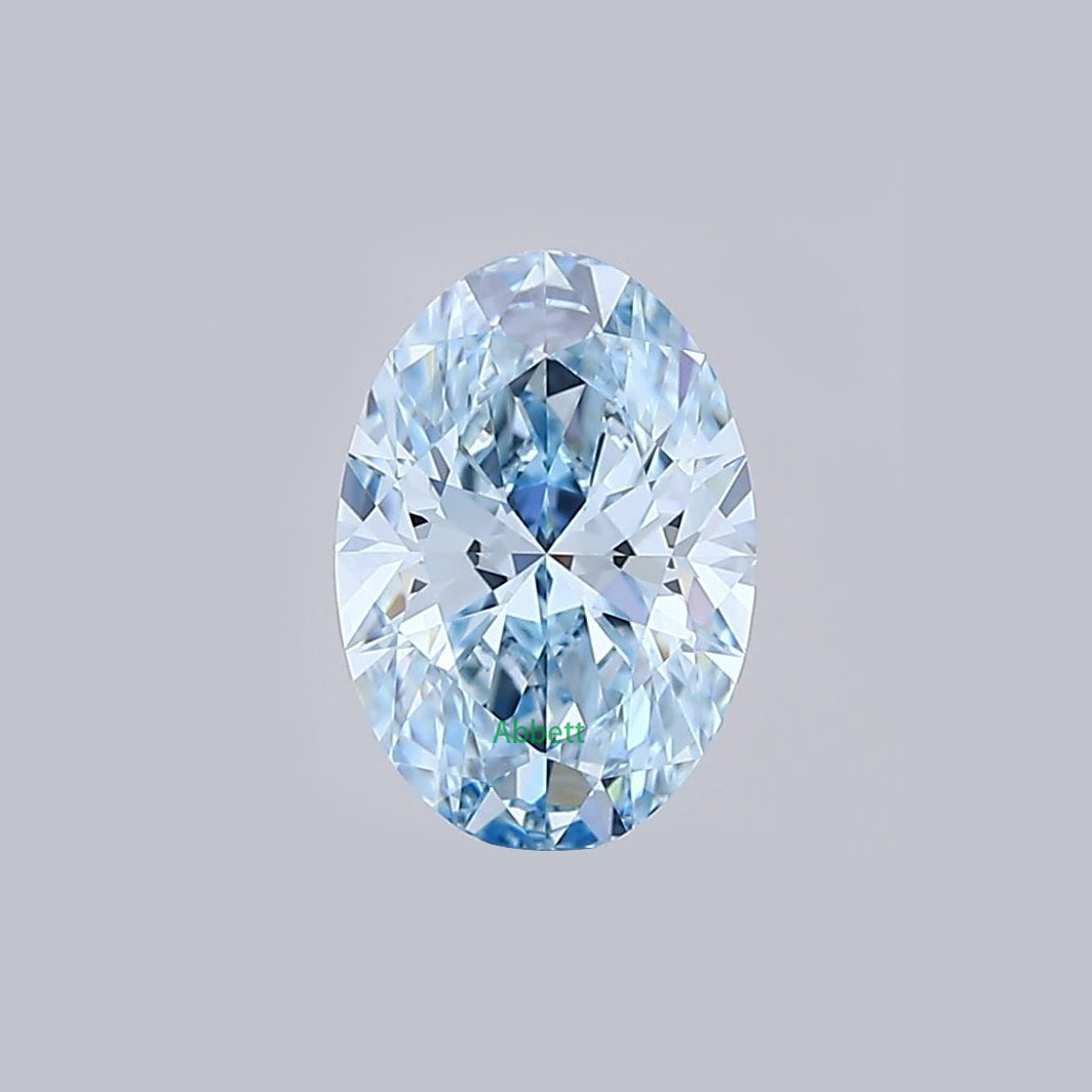 Oval lab grown blue diamond