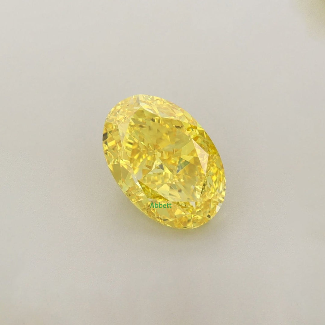 Oval lab grown yellow diamond