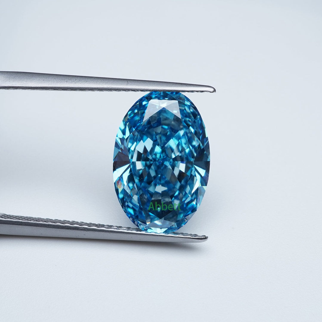 Oval lab grown blue diamond