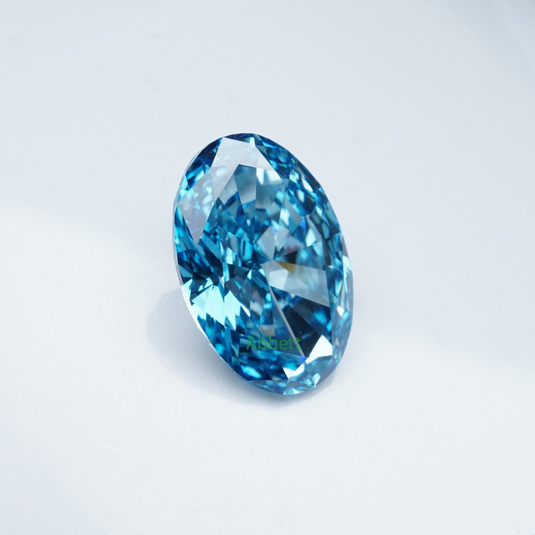 Oval lab grown blue diamond