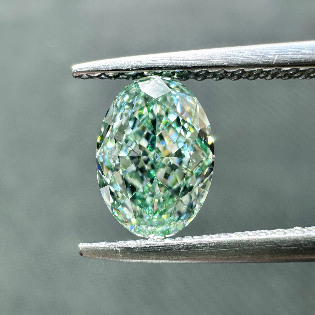 Oval lab grown green diamond
