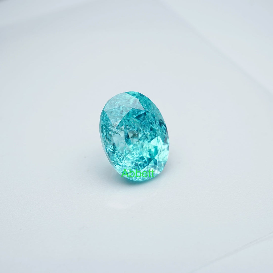 Oval lab grown Paraiba YAG ice crush
