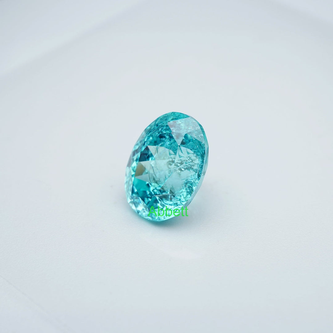 Oval lab grown Paraiba YAG ice crush