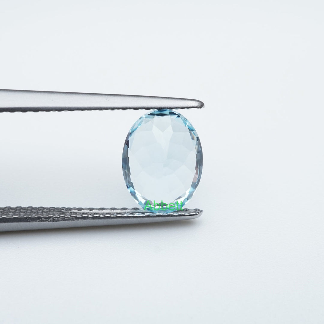 Oval lab grown aqua sapphire