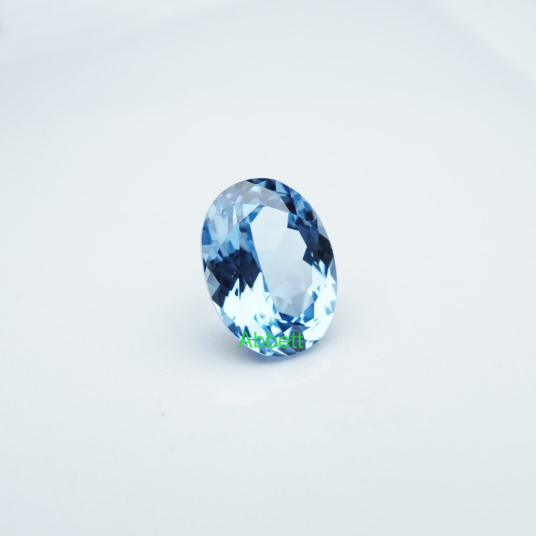 Oval lab grown aqua spinel