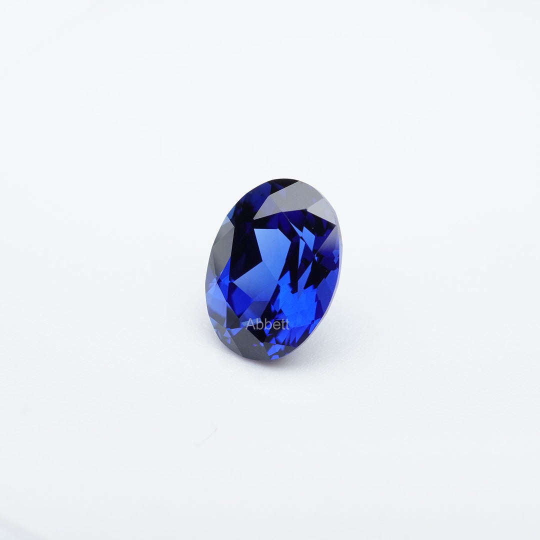 Oval lab grown blue sapphire