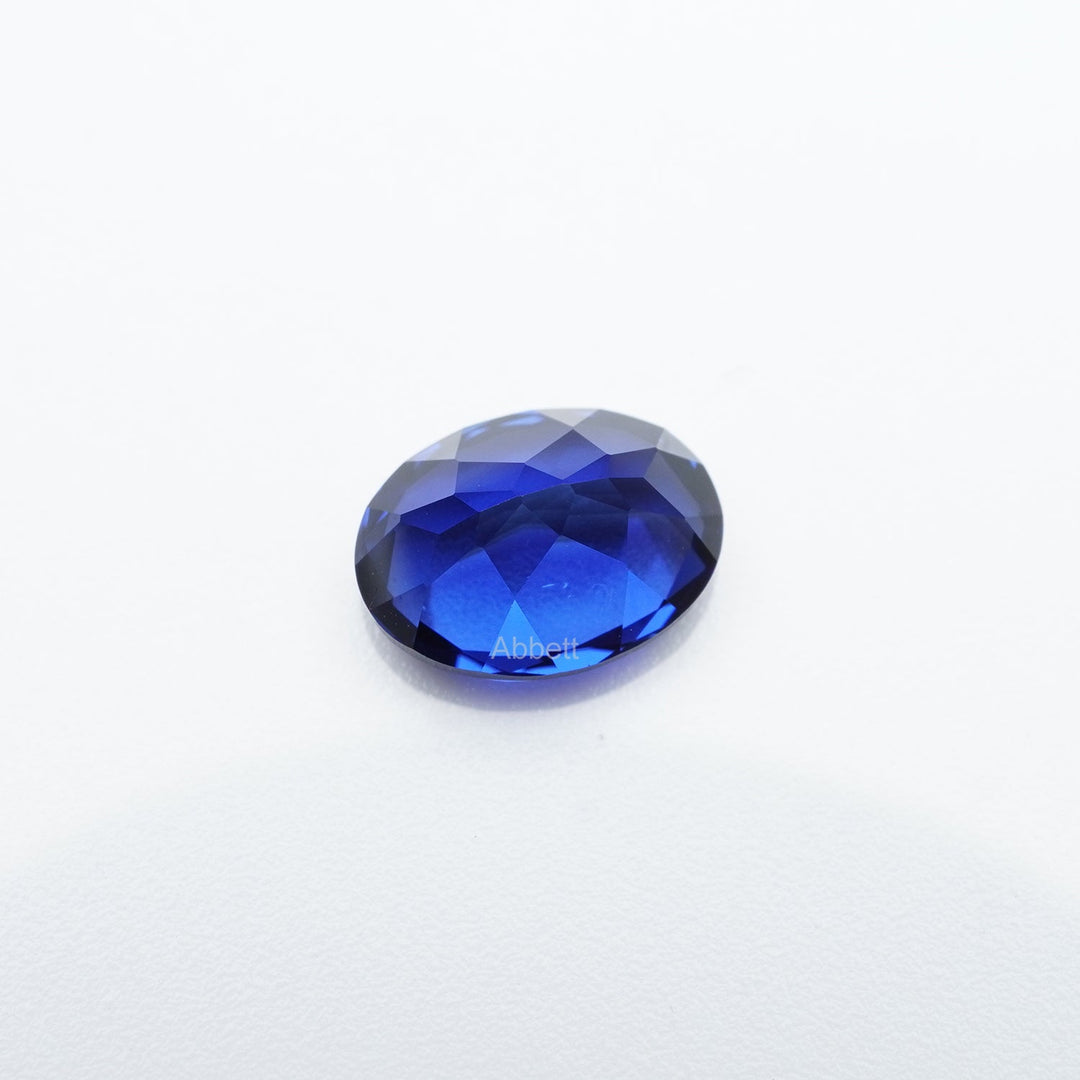 Oval lab grown blue sapphire